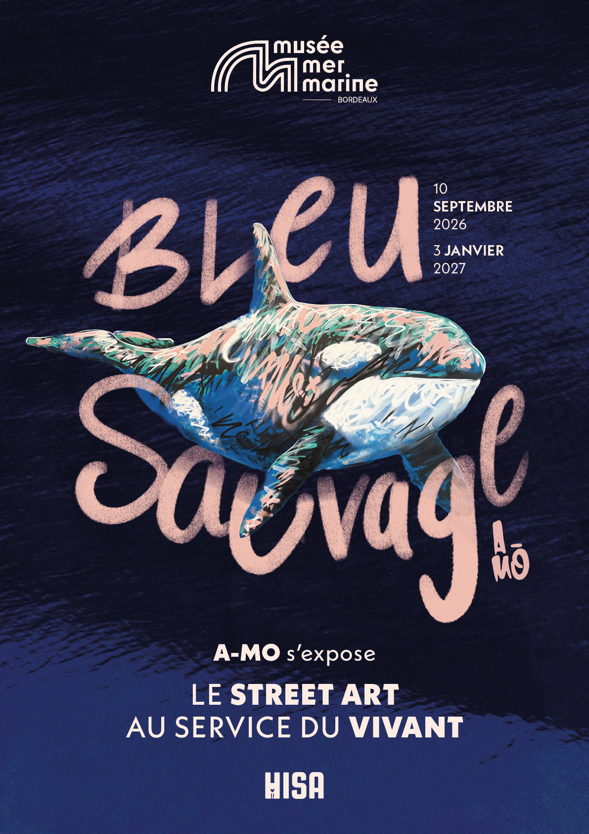 Exposition « Bleu Sauvage » d’A-MO au Musée Mer Marine de Bordeaux